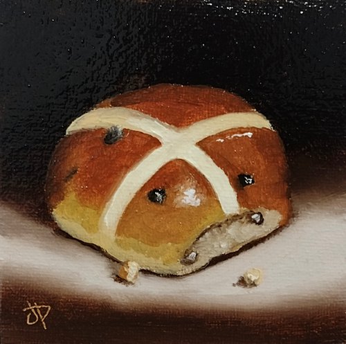 Little hot cross bun still life by Jane Palmer Art