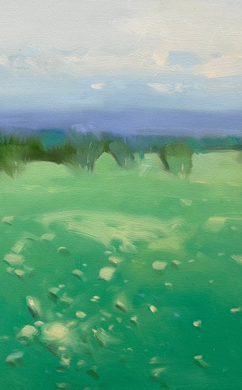 Cobalt Summer, Original oil painting, Handmade artwork, One of a kind by Vahe Yeremyan