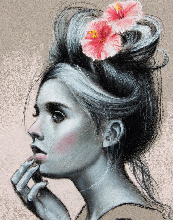 Girl with hibiscus