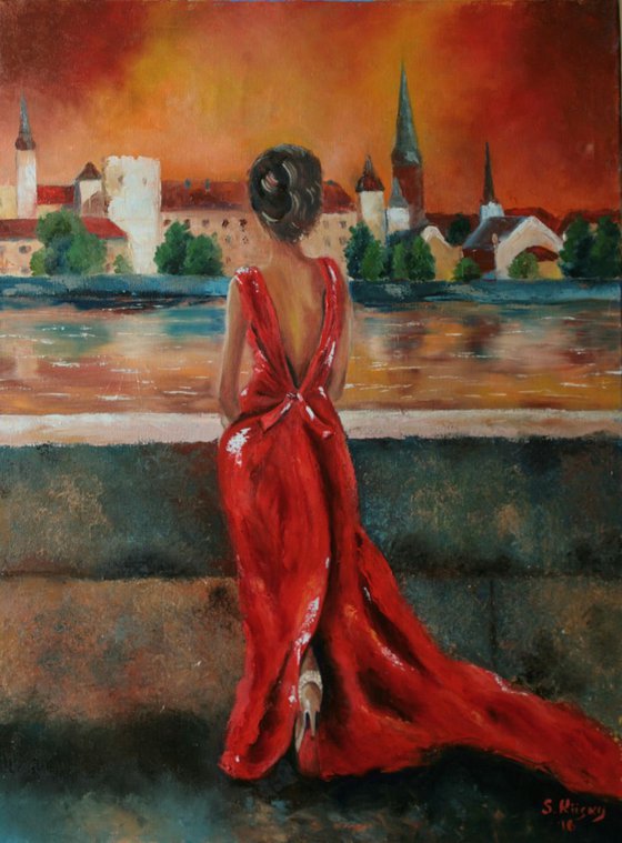 Woman in red. I love Riga