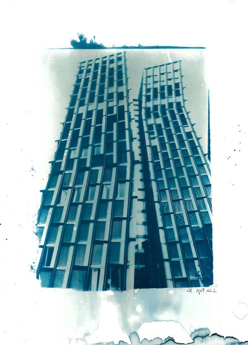 Cyanotype - Hamburg Die Tanzenden Türme / Tango Towers - 2/5 by Reimaennchen - Christian Reimann