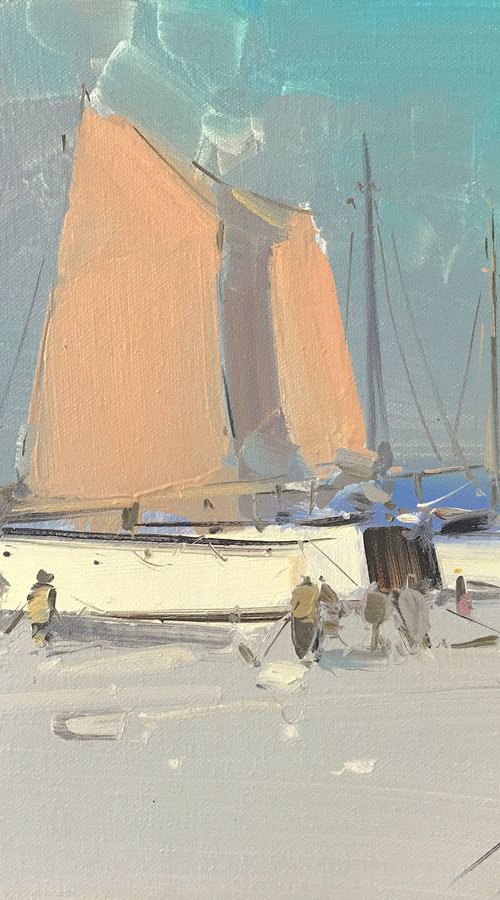 Harbor, Original oil painting, Handmade artwork, One of a kind by Vahe Yeremyan