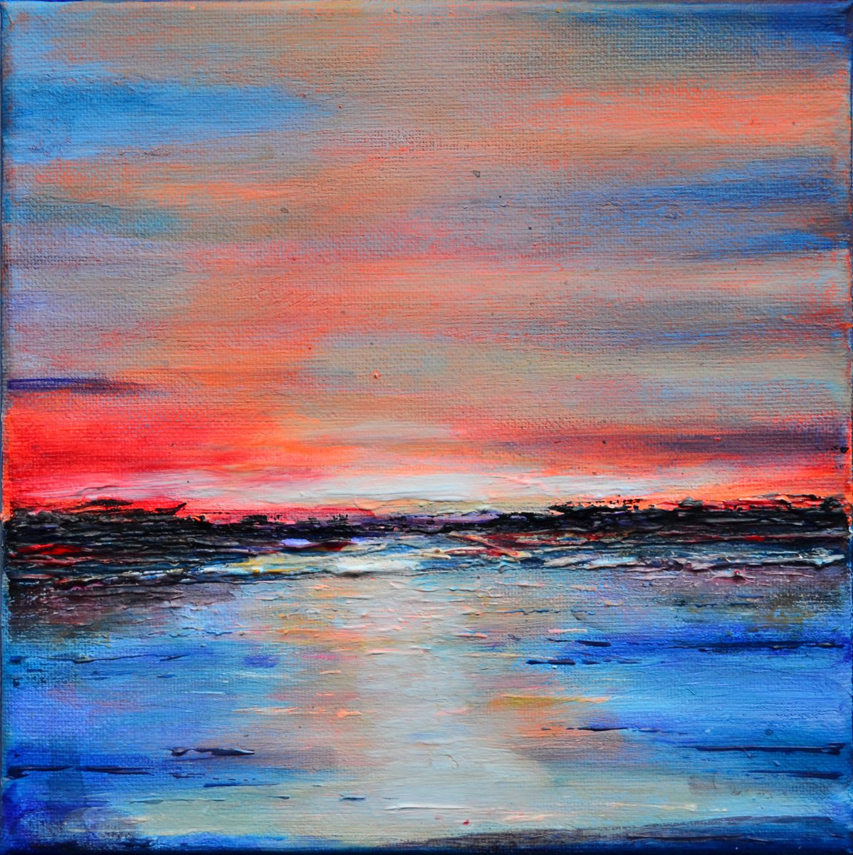 The Orange Sunset - Modern abstract landscape Gift Idea by Misty Lady - M. Nierobisz