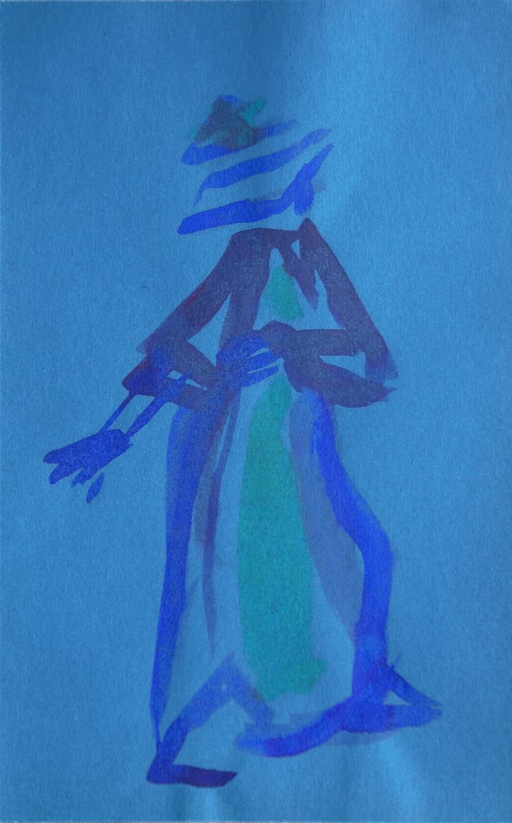 Expressive Portrait Ink Drawing By Aleksandar Basic, 8 X 13, Hips 2, Original Artwork