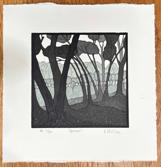 Retreat - Mini Linocut Print