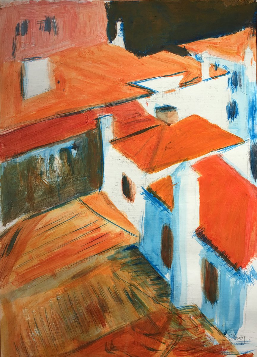 Red Rooftops by Sandra Haney