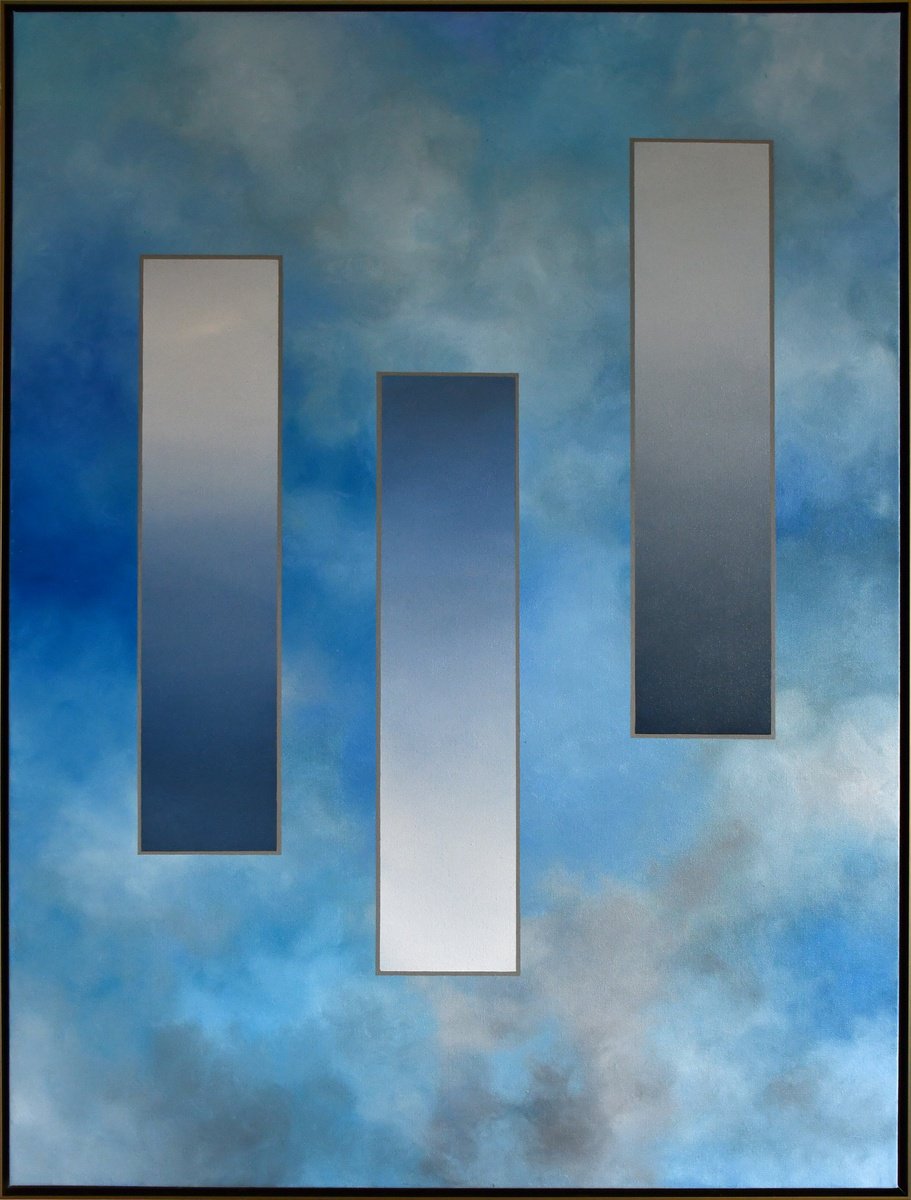 Abstract Oil Painting By Laura Clay Robson, 30 X 40", Darling Harbor, Original Artwork