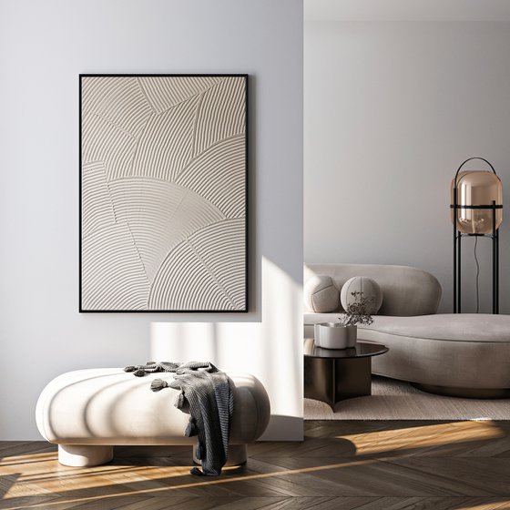 "Beige Field 3" Beige high textured abstract