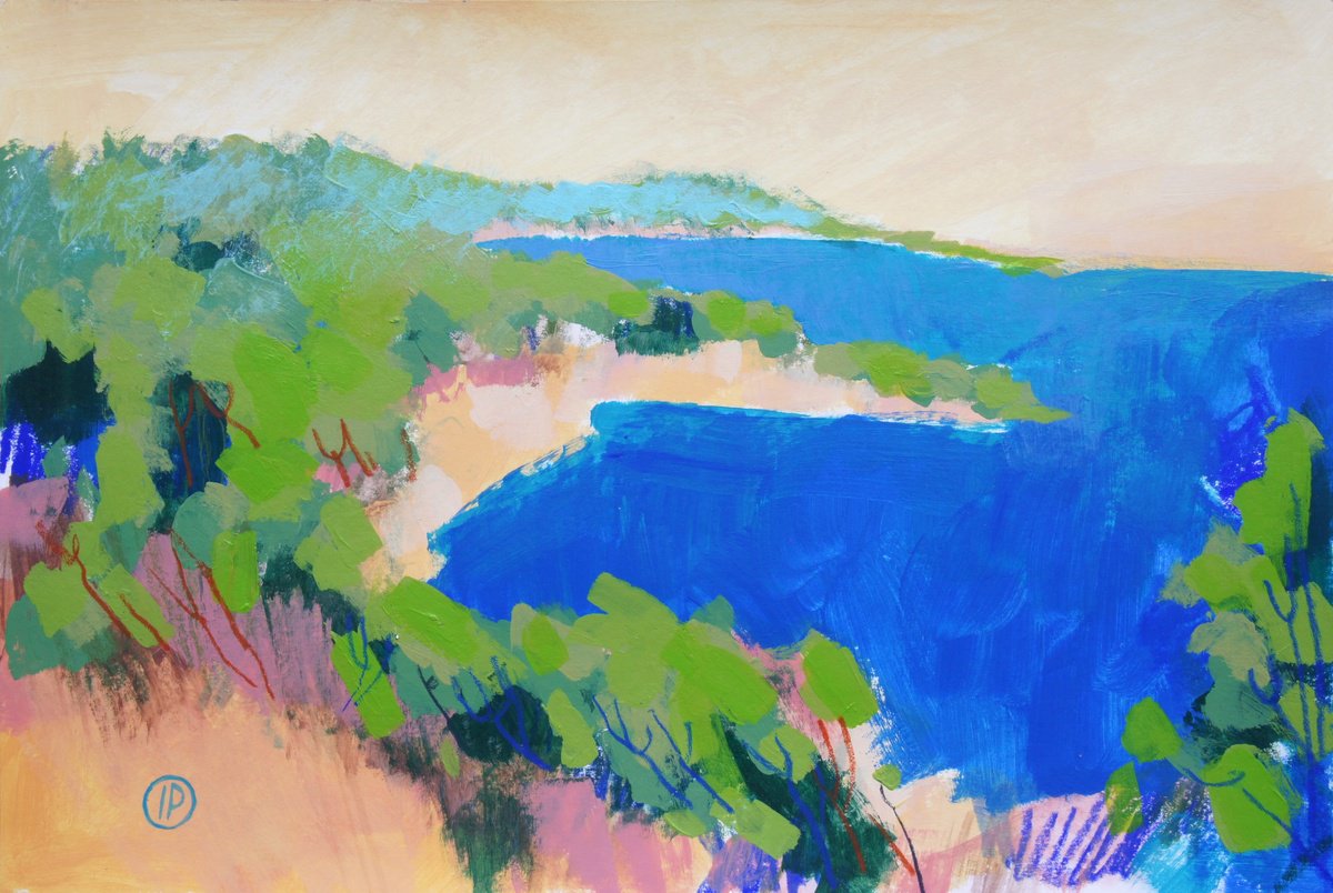 Impressionistic Landscape Painting By Irina Plaksina, 12 X 8, Sea And Silence, Original Artwork