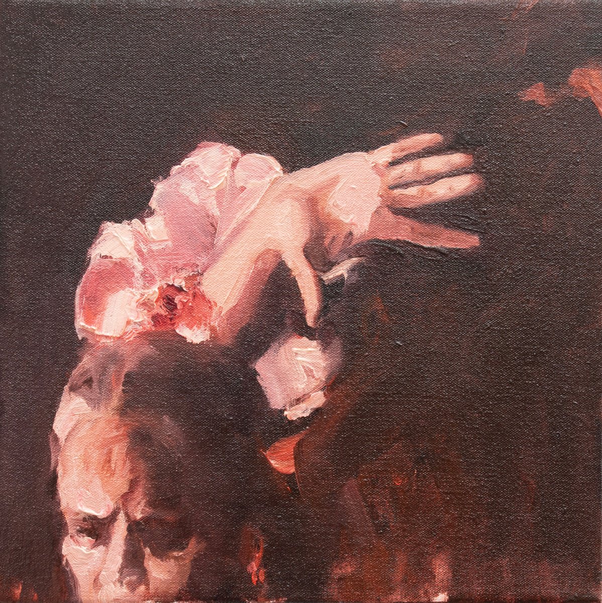 Impressionistic Portrait Oil Painting By Zil Hoque, 10 X 10", Sonidos Negros I (Study), Original Artwork