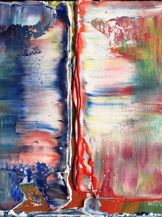 "Soulmates" - FREE USA SHIPPING - Original PMS Abstract Diptych Oil Paintings On Wood, Framed - 26" x 13"