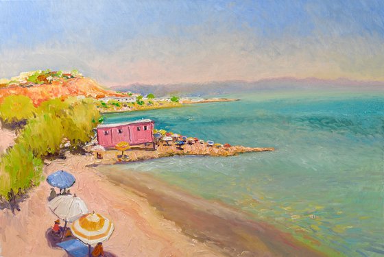 Beach with a Pink House