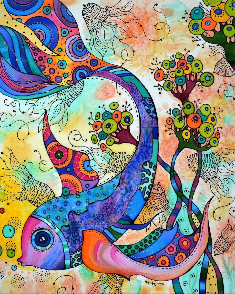 Urban And Pop Animal Watercolour By Silvia Pavlova, 20 X 28", "Voyage", Original Artwork