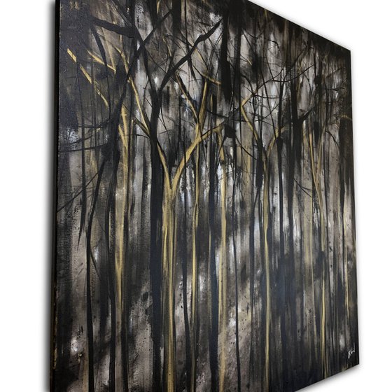 Black Abstract Forest Gold