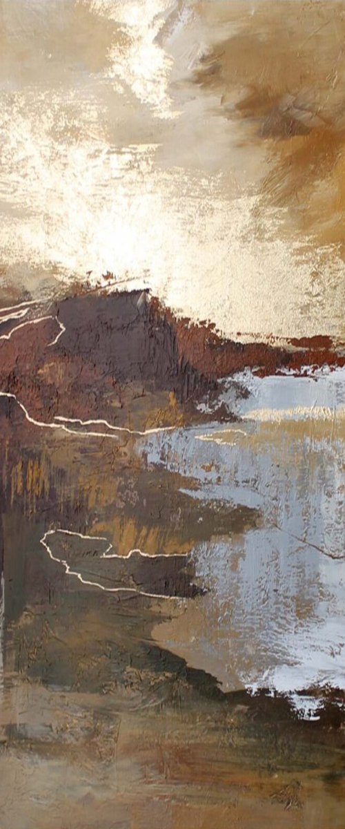 "Highland" brown rust abstract landscape by Yana Sagan