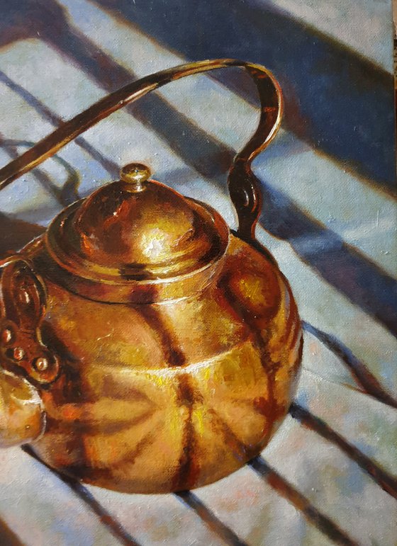 "Old friend.." still life  old teapot  liGHt original painting  GIFT (2020)