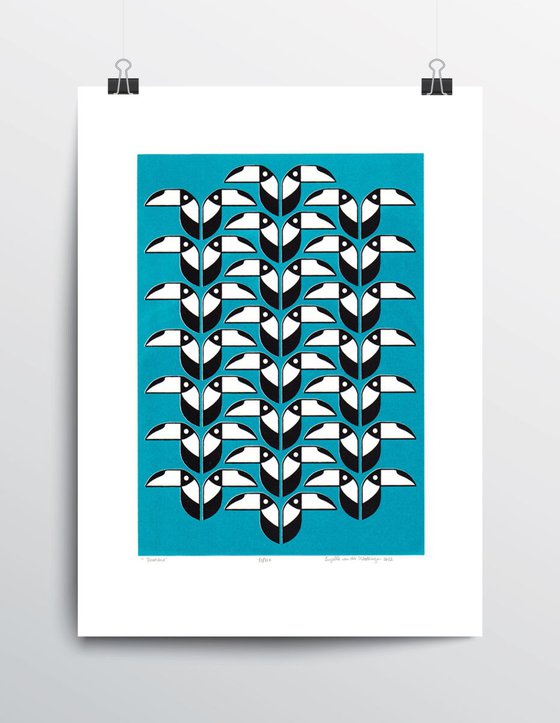 toucans (turquoise) - Unframed - FREE Worldwide Delivery