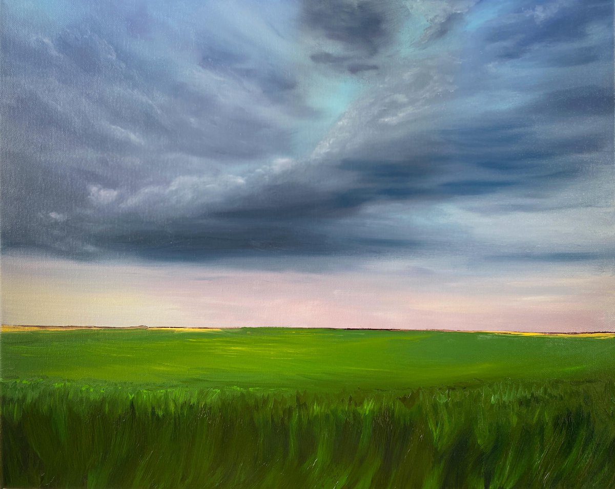 Summer thunderstorm, 50 ? 40 cm, oil on canvas by Marina Zotova