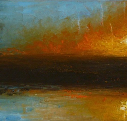 Humble Shore  (Panoramic Seascape, 100x40cm) by Kalpana Soanes