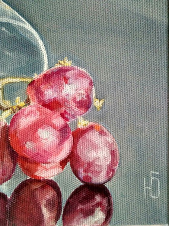 Grapes and Glass Painting Fruit Still Life Wall Art