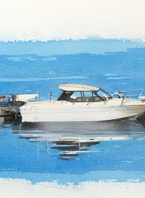 Moored Cruiser, Yokohama - 20x30cm Sketch by Masato Watanabe