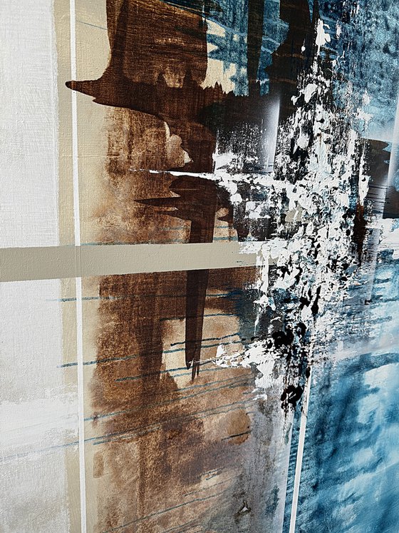 Boundaries of Color.Teal Umber Diptych