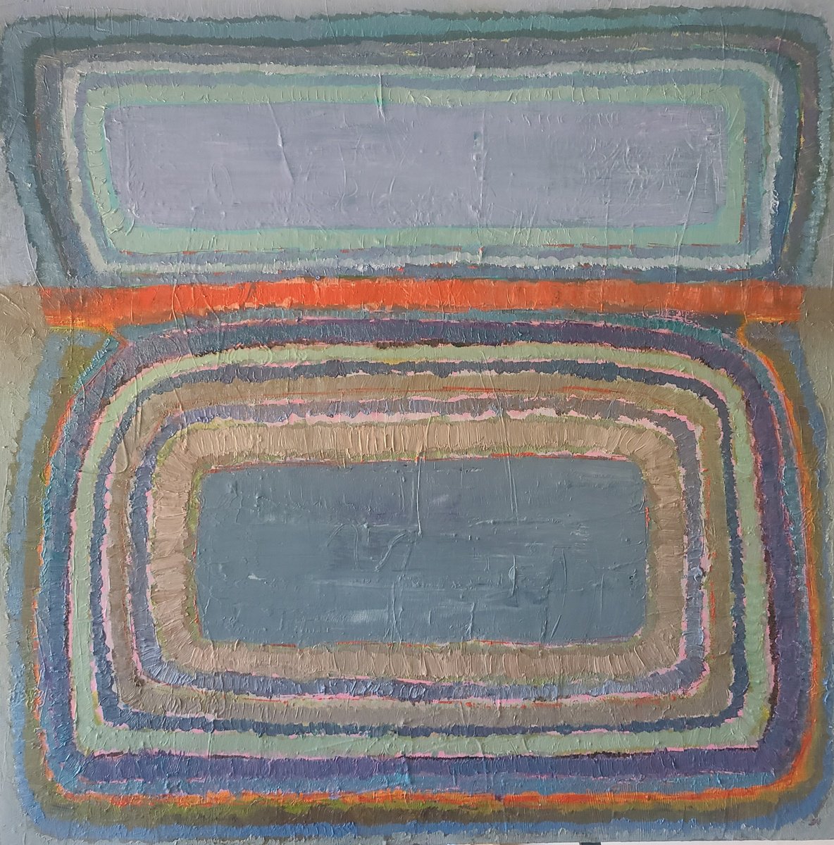 Geometric Abstract Oil Painting By Stacy Neasham, 30 X 30", Loophole, Original Artwork