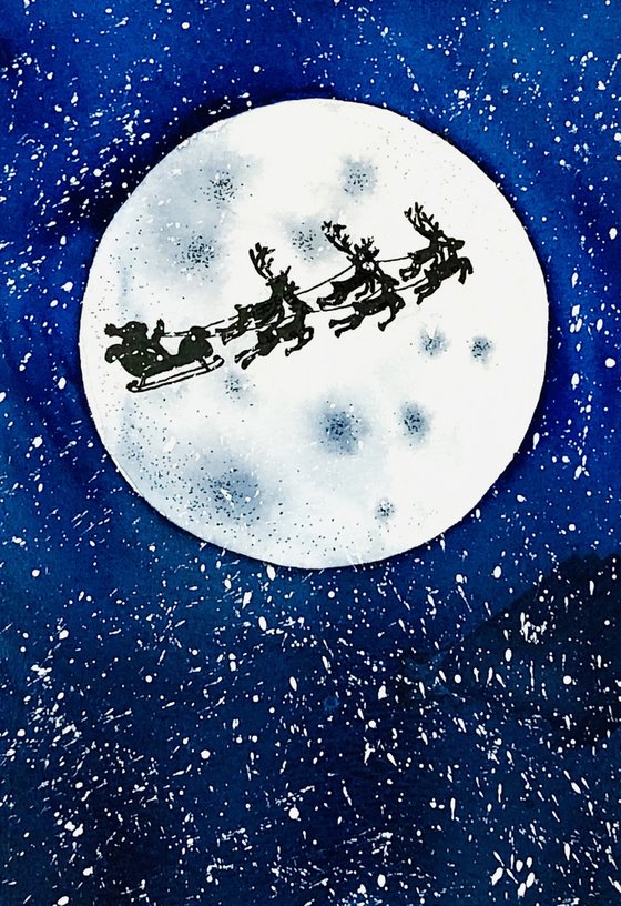 The Moon, Santa and deers