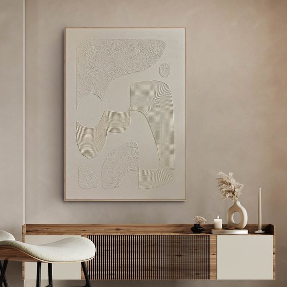 "Bay" Beige high textured acrylic art