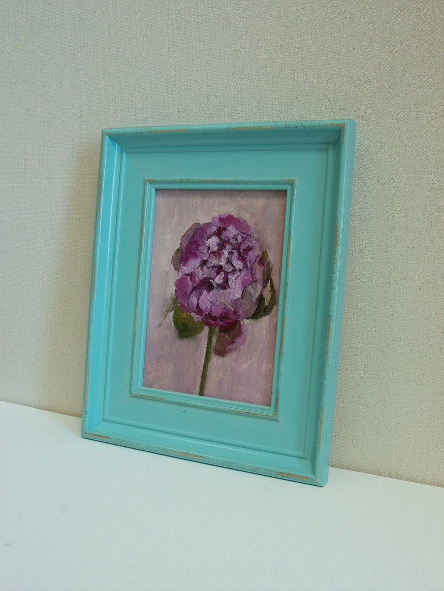 Photorealistic Botanical Oil Painting By Zhao Hui Yang, 9 X 11", Little Flower No1, Original Artwork