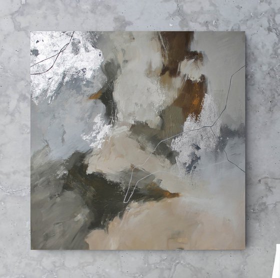 "Balance 2" Gray brown beige abstract art