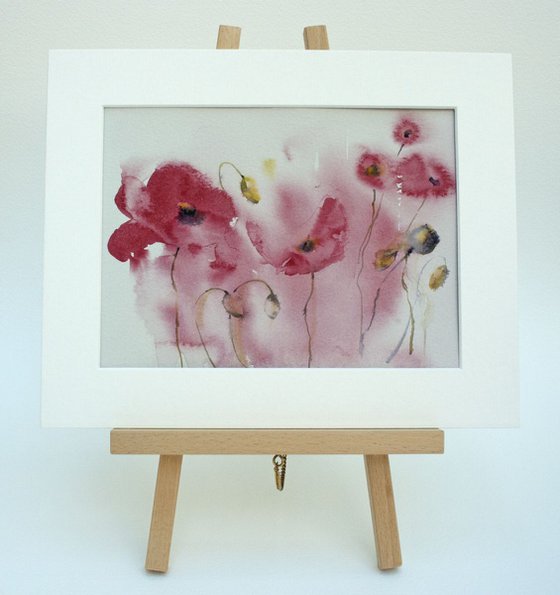 Poppy Wishes - Poppy Painting, Floral Painting, Floral Wall Art, Flower Painting, Poppy Watercolour Painting, Floral Landscape