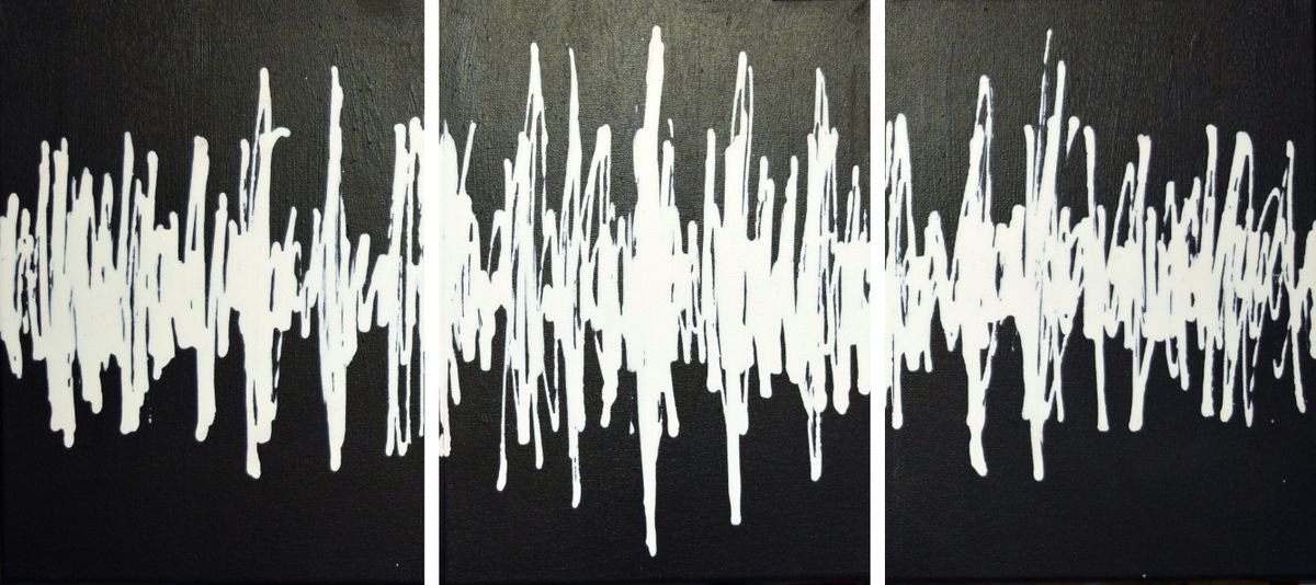 Impressionistic Abstract Acrylic Painting By Stuart Wright, 48 X 20", In Rhythm 3 Soundwave Artwork, Original Artwork