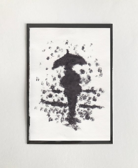 Lady in the snow monoprint second press