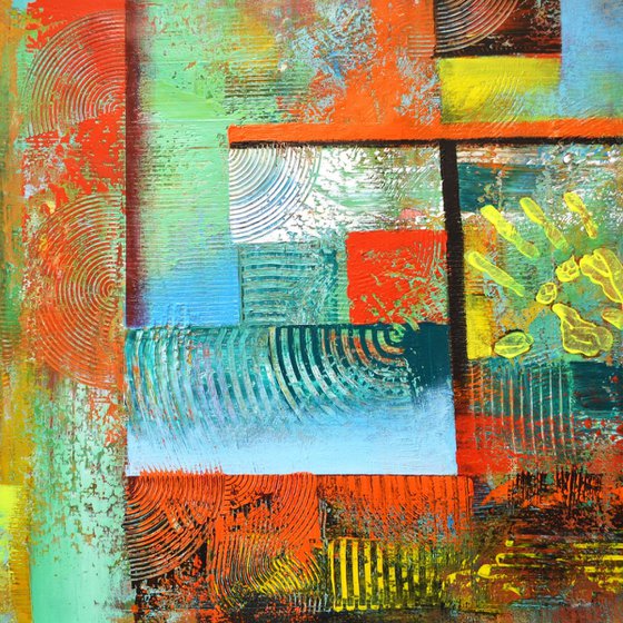 'LET'S SAY GOOD BYE!' - Abstract Square Painting in Acrylics