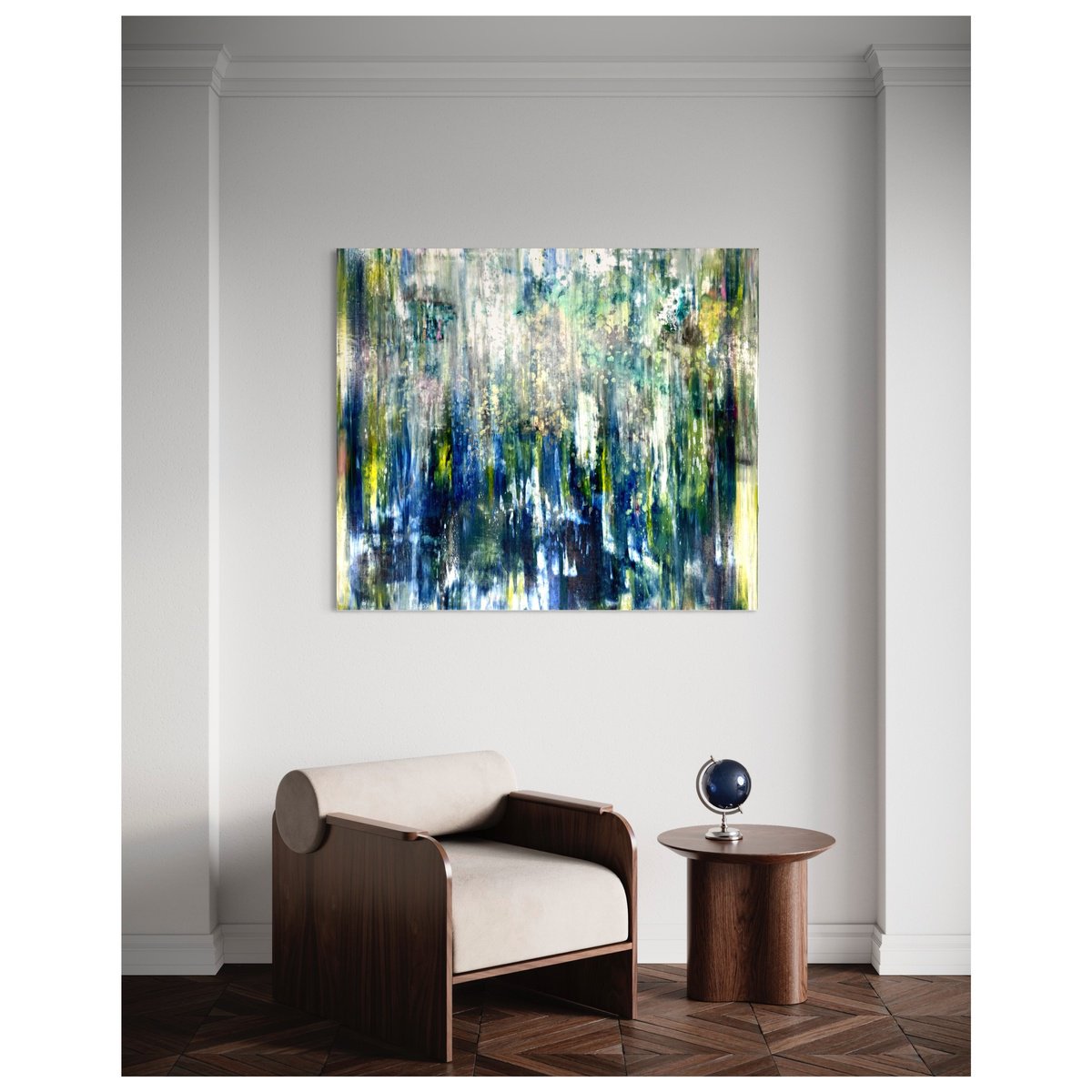 Expressive Abstract Oil Painting By Maria Esmar, 47 X 39", Beyond The Horizon, Original Artwork