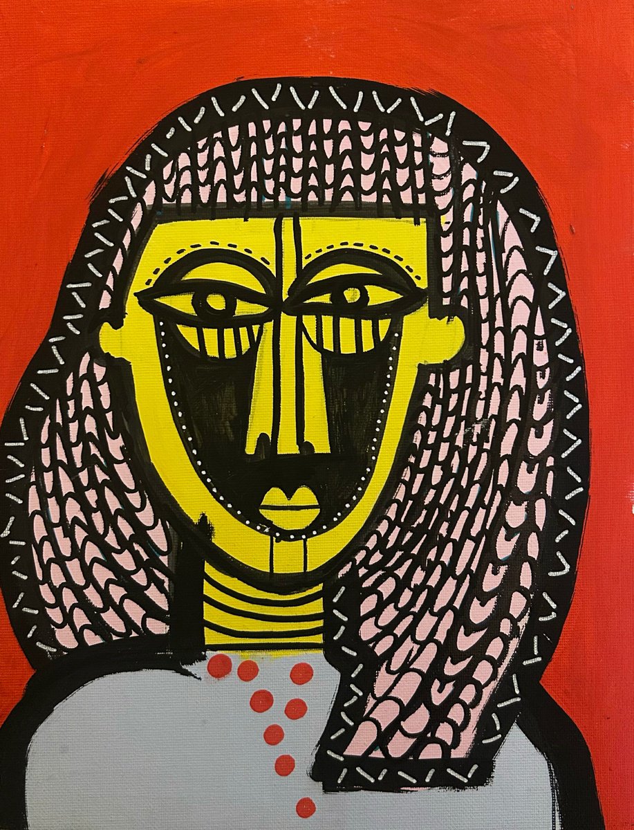 Acrylic Painting , Pink Hair Girl By Georgia Sawers, 8 X 11, Artwork For Sale On Artfinder