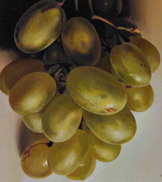 Still life with grapes , Original oil on canvas painting