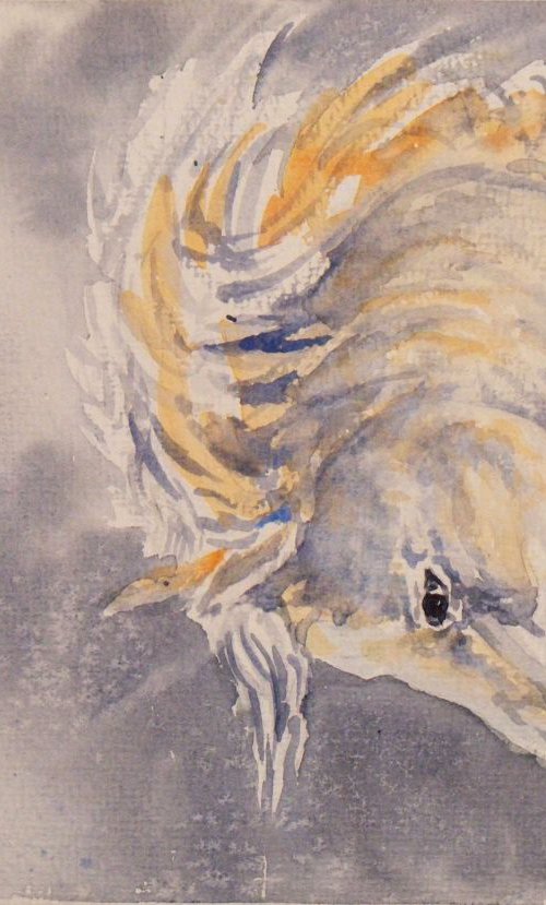 "White stallion with gold mane" by Ivan  Grozdanovski