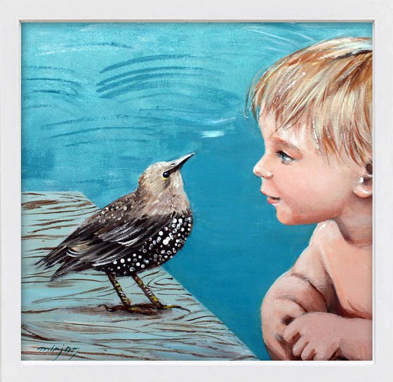 "SPECIAL PRICE FRIENDS 05 ... " ORIGINAL PAINTING , GIFT,KIDS, OIL ON CANVAS