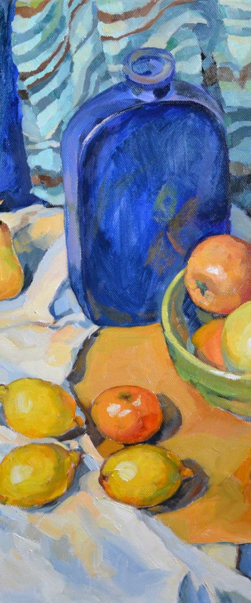 Fruits And A Blue Bottle. by Irina Ushakova