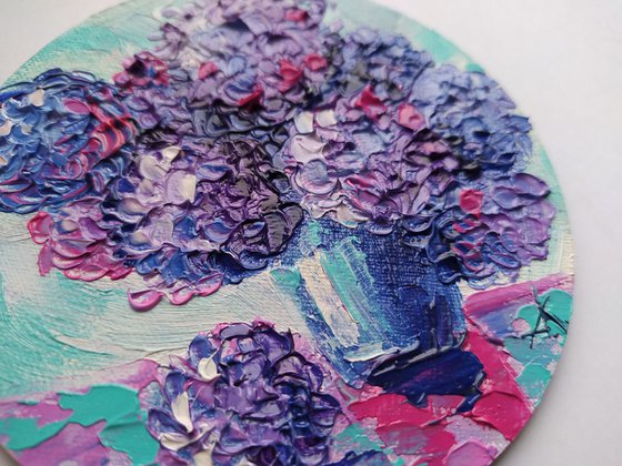 Hydrangea - small painting, bouquet, flowers oil painting, oil painting, flowers,  postcard, gift idea, gift