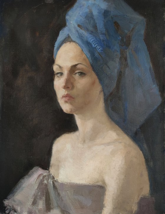 Portrait of a woman in blue