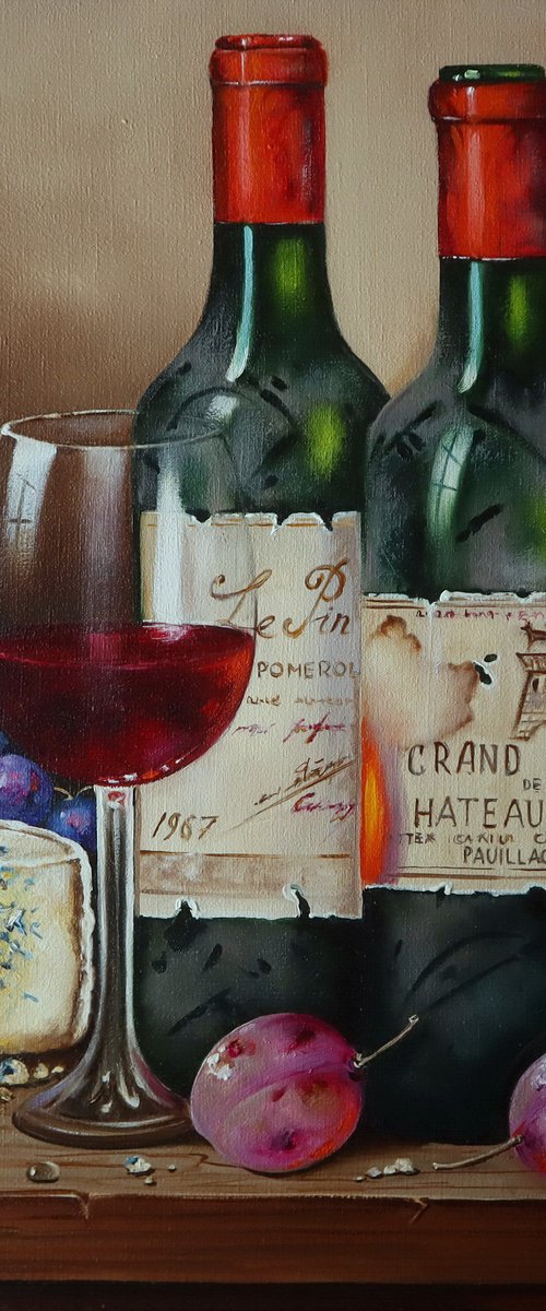 Bottle of Wine Painting by Natalia Shaykina