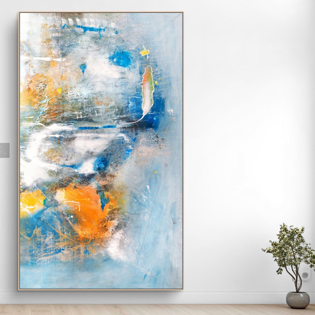 Organic Abstract Acrylic Painting By Adriano Ribeiro, 37 X 63, Four Skies, Original Artwork