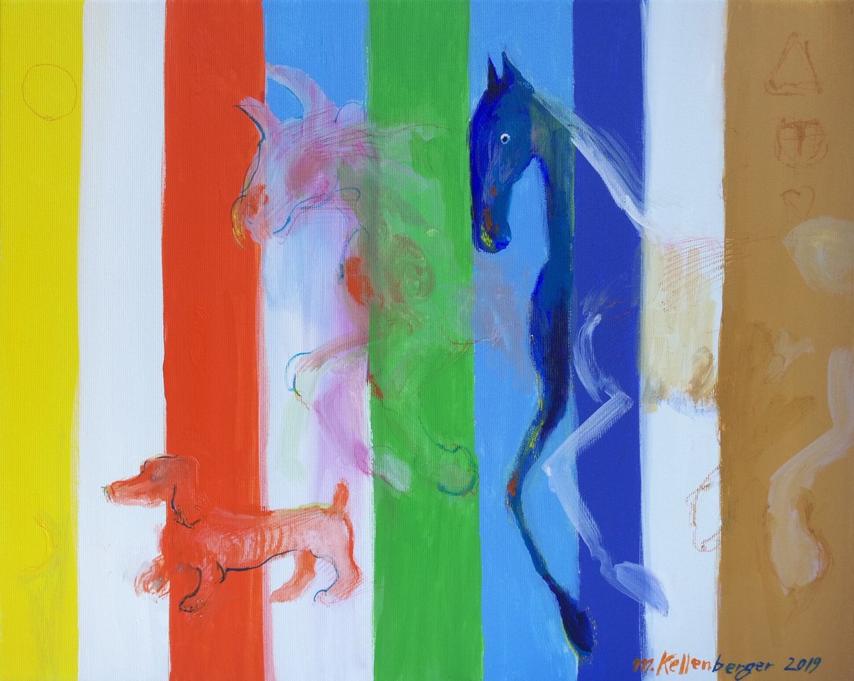 Impressionistic Animal Acrylic Painting By Kellenberger Martin, 20 X 16", Steps To Art, Original Artwork