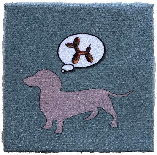 Dog Dreams of Jeff Koons Gray by Tina Psoinos