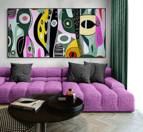 Geometric abstraction with fishes #8