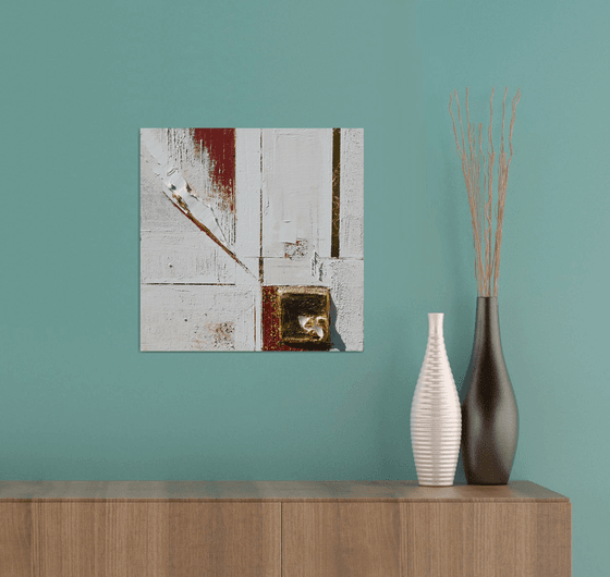 Original Abstract painting oil on canvas 14x14in; 35x35cm with gold leaf