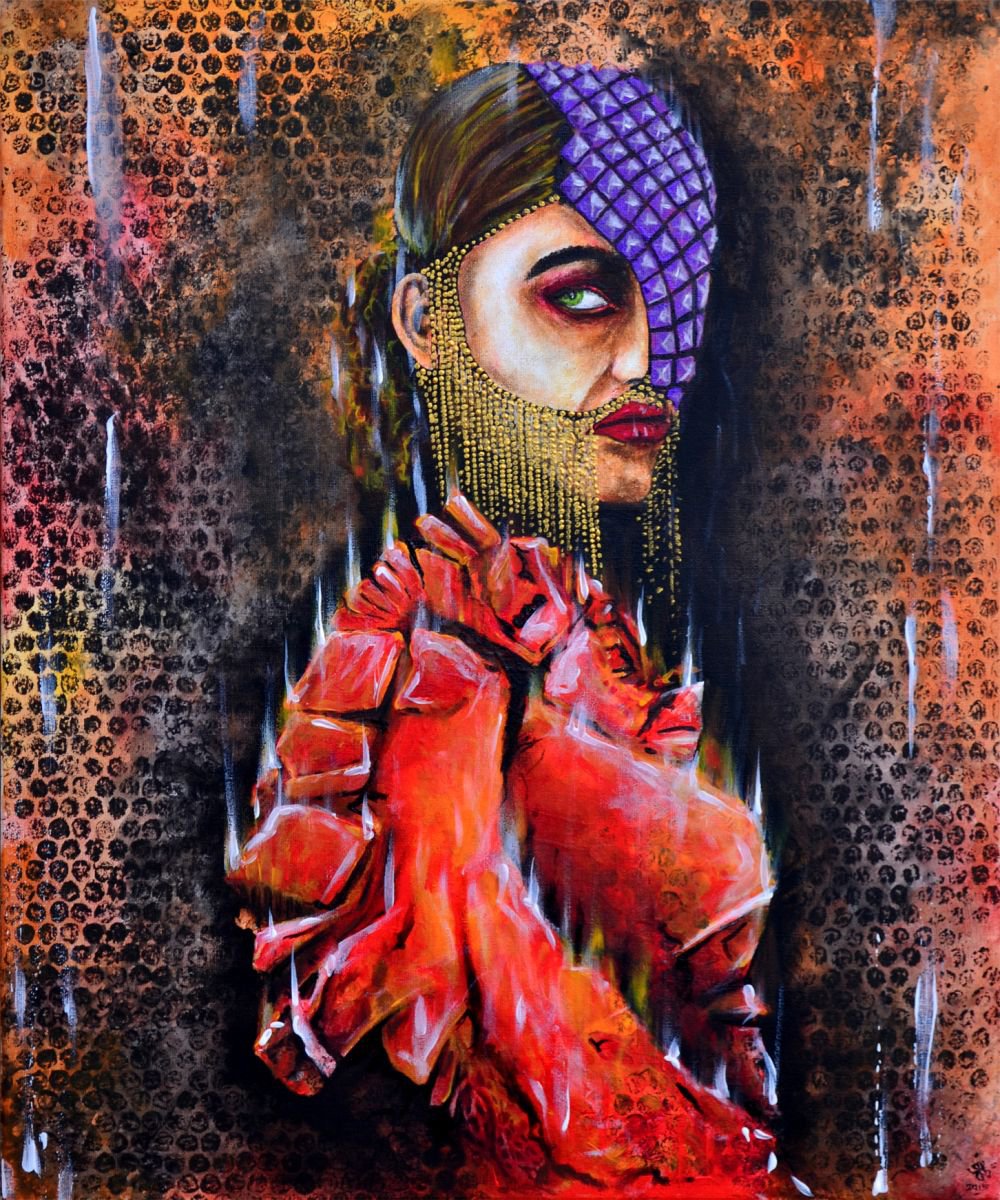 Fashion Girl - Original Acrylic Painting On Canvas Ready To Hang by Jakub DK - JAKUB D KRZEWNIAK